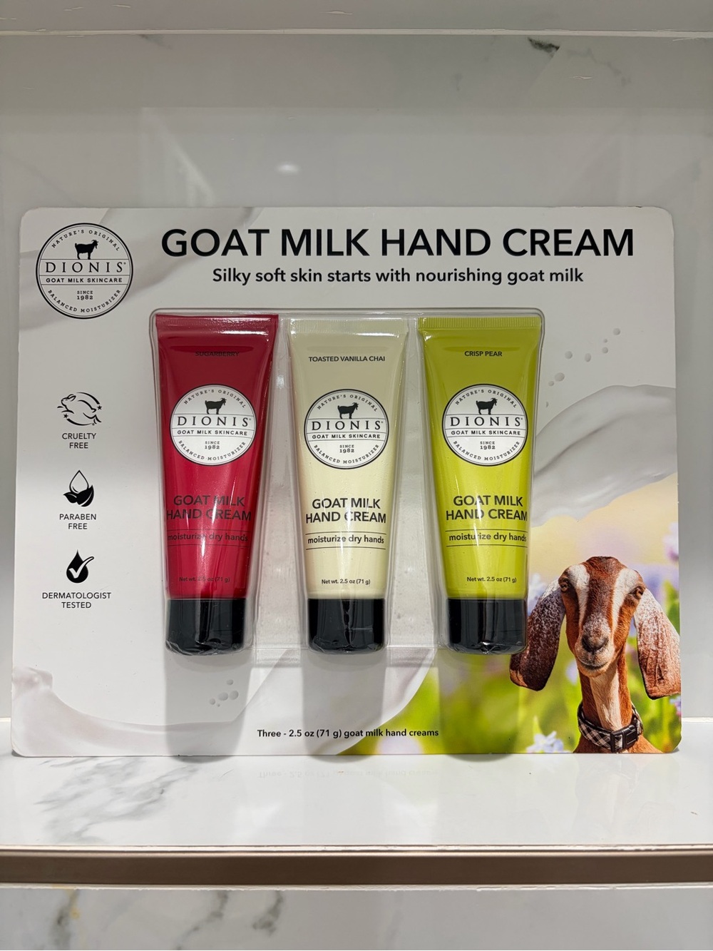Dionis Goat Milk Hand Cream Trio — Red, Cream, Yellow